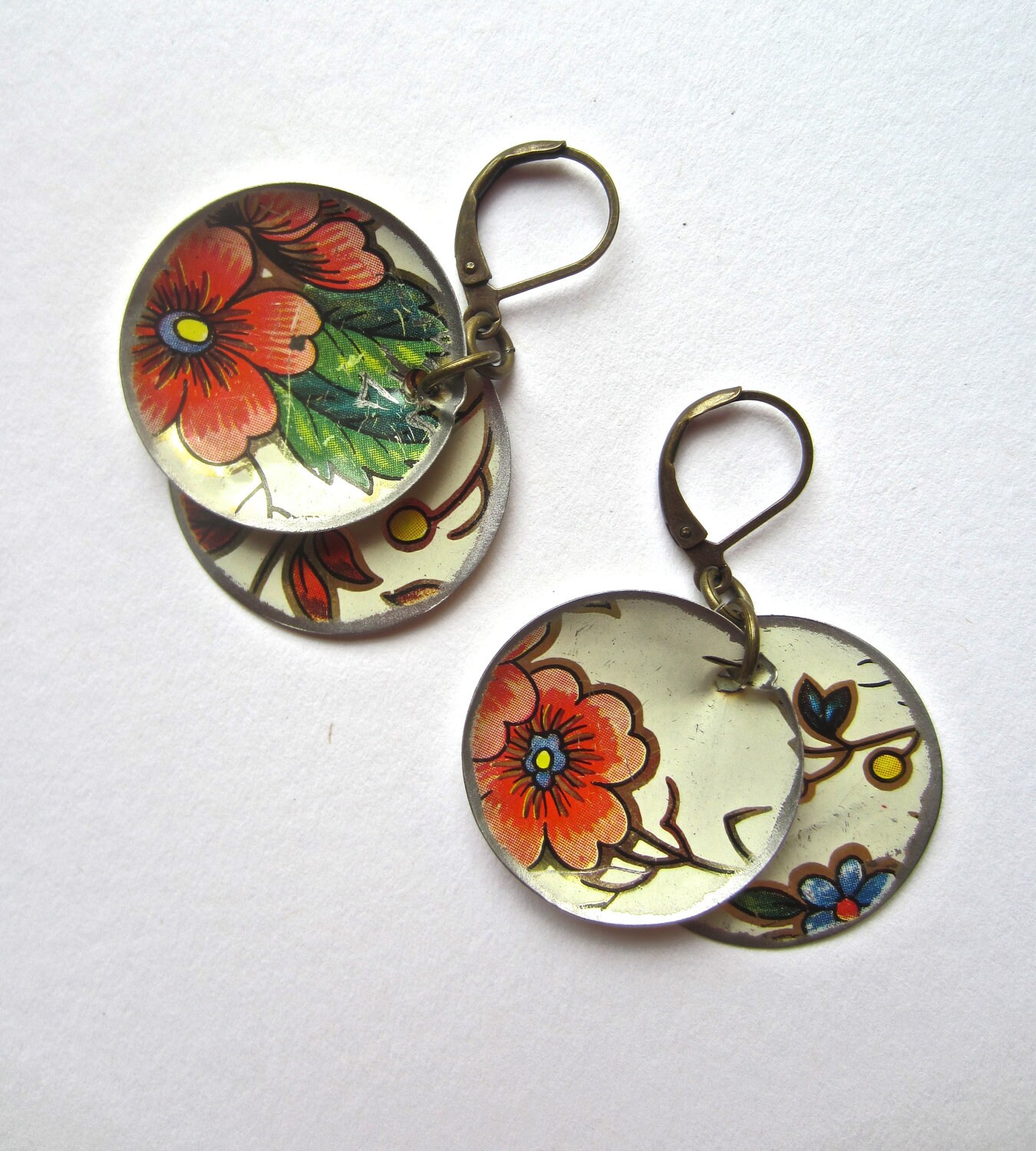 vintage tin earring upcycled tea tin jewelry luscious