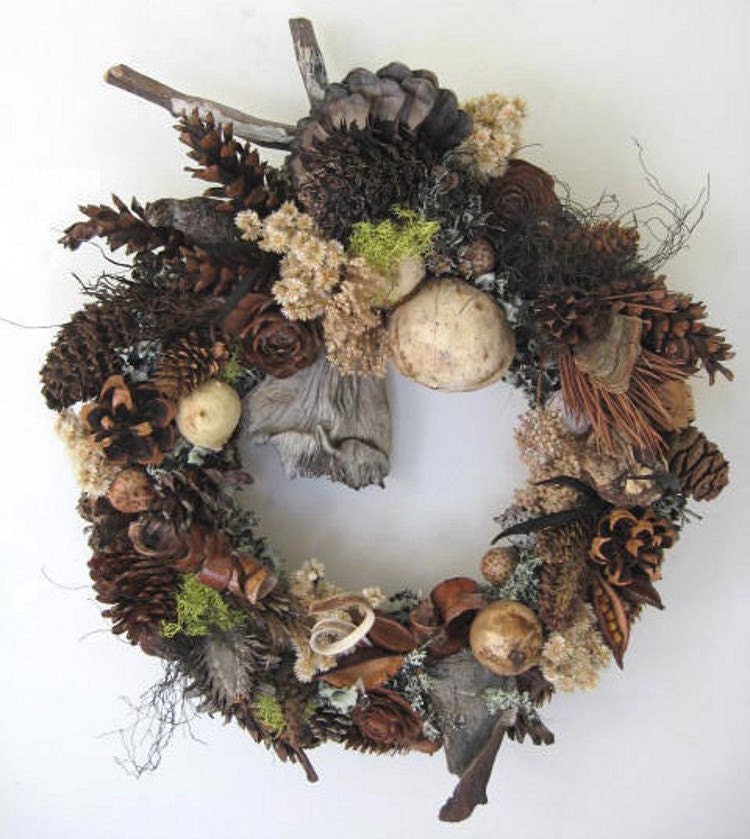 Pinecone and Dried Seed Pod Wreath PW23