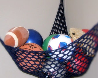 Toy Hammock Stuffed Animal Net - Nursery and Childrens Room Storage in Navy Blue