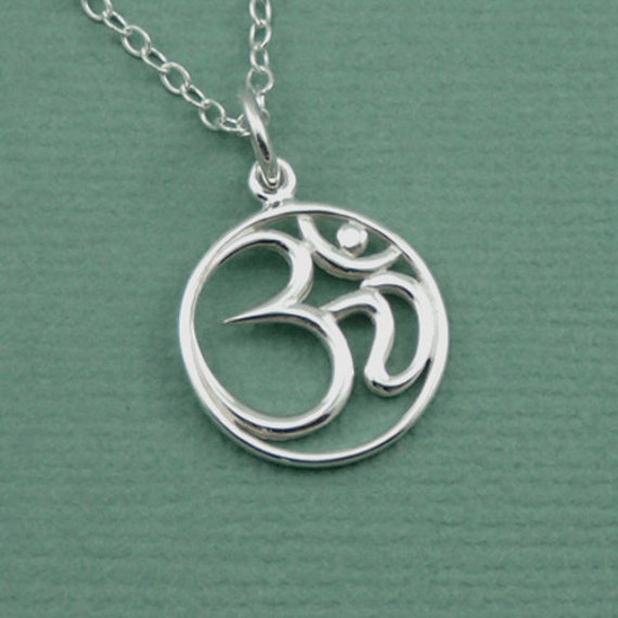 Om Necklace Sterling Silver Om Jewelry Ohm Necklace Yoga