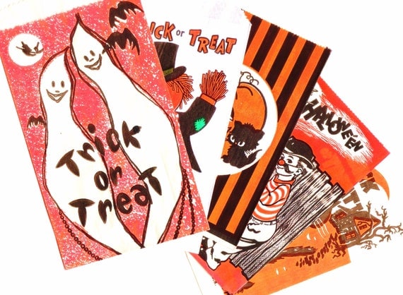 Vintage HALLOWEEN BAGS For Treats / Candy - Set Of Five