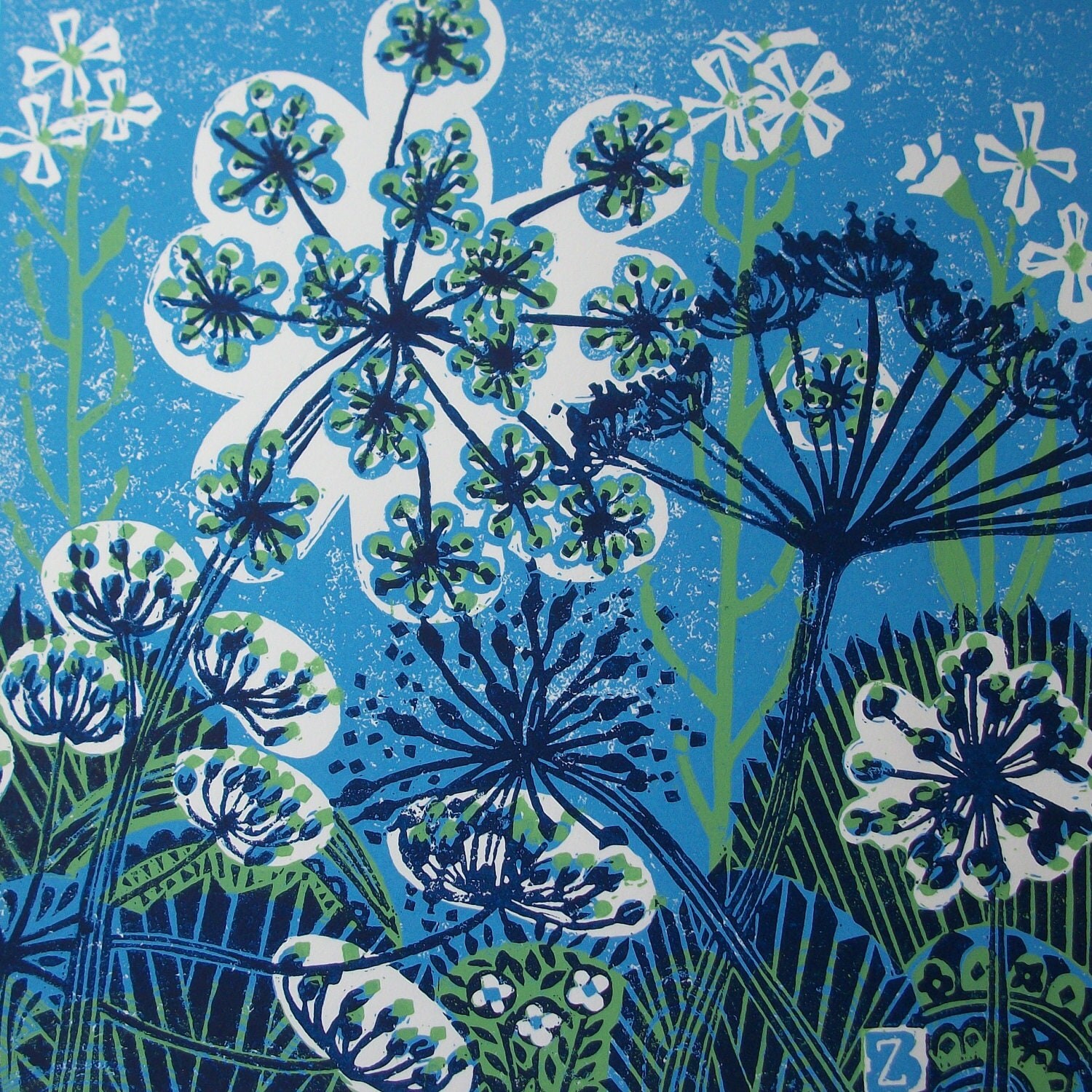 Parsnip Flowers linocut print.