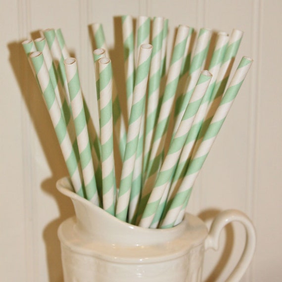 USA Paper Straws 25 Mint Green Paper Straws Wedding Straws