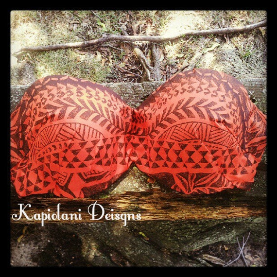 Tahitian Print Bra Top Tahitian dance top by KapiolaniDesigns