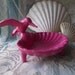 Cast Iron Humming Bird Holder/ Jewelry /Candy/Coin/ Soap/Petite Garden Bird Bath in Hot Pink
