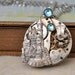 steampunk necklace - ONCE UPON a TIME - antique 1900s Waltham watch movement necklace with castle and Swarovski aqua color rhinestones