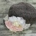 Shabby hat, Cottage chic cap, military cadet hat, rose embellished fall hat, womens accessories, true rebel clothing,