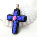 Cobalt, Purple and Pink Dichroic Fused Glass Cross, Dichroic Cross Pendant, Cross Jewelry, Blue Cross, Dichroic Jewelry