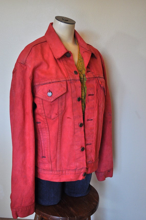 levi's red denim jacket mens