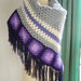 Crochet Shawl Violet Purple and Grey