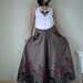 Printed Cotton Super Wide Legs Funky Bell Bottom Pants Hand dyed In Dusty Cocoa Brown