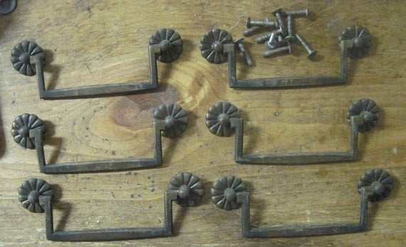 Set of 6 original 4 1/2 inch center drawer pulls