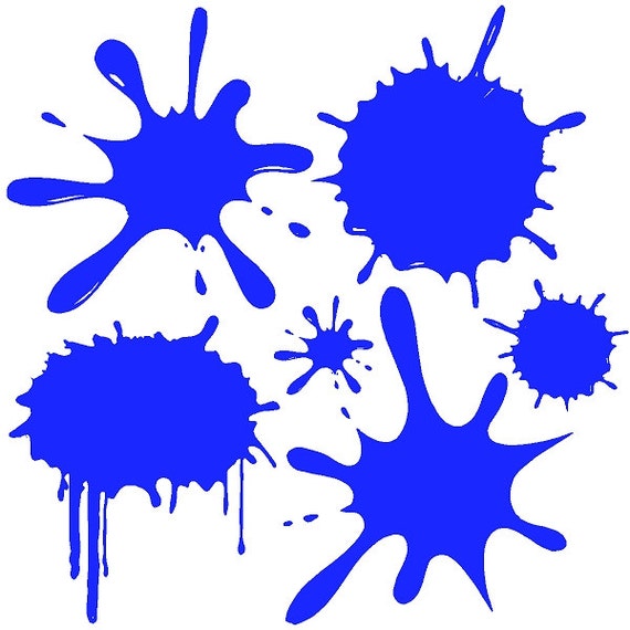 Royal Blue Paint Splats Wall Decal Removable Splat Wall