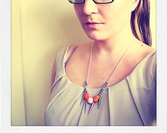 Spike Geometric Necklace, Polymer Clay Statement Necklace