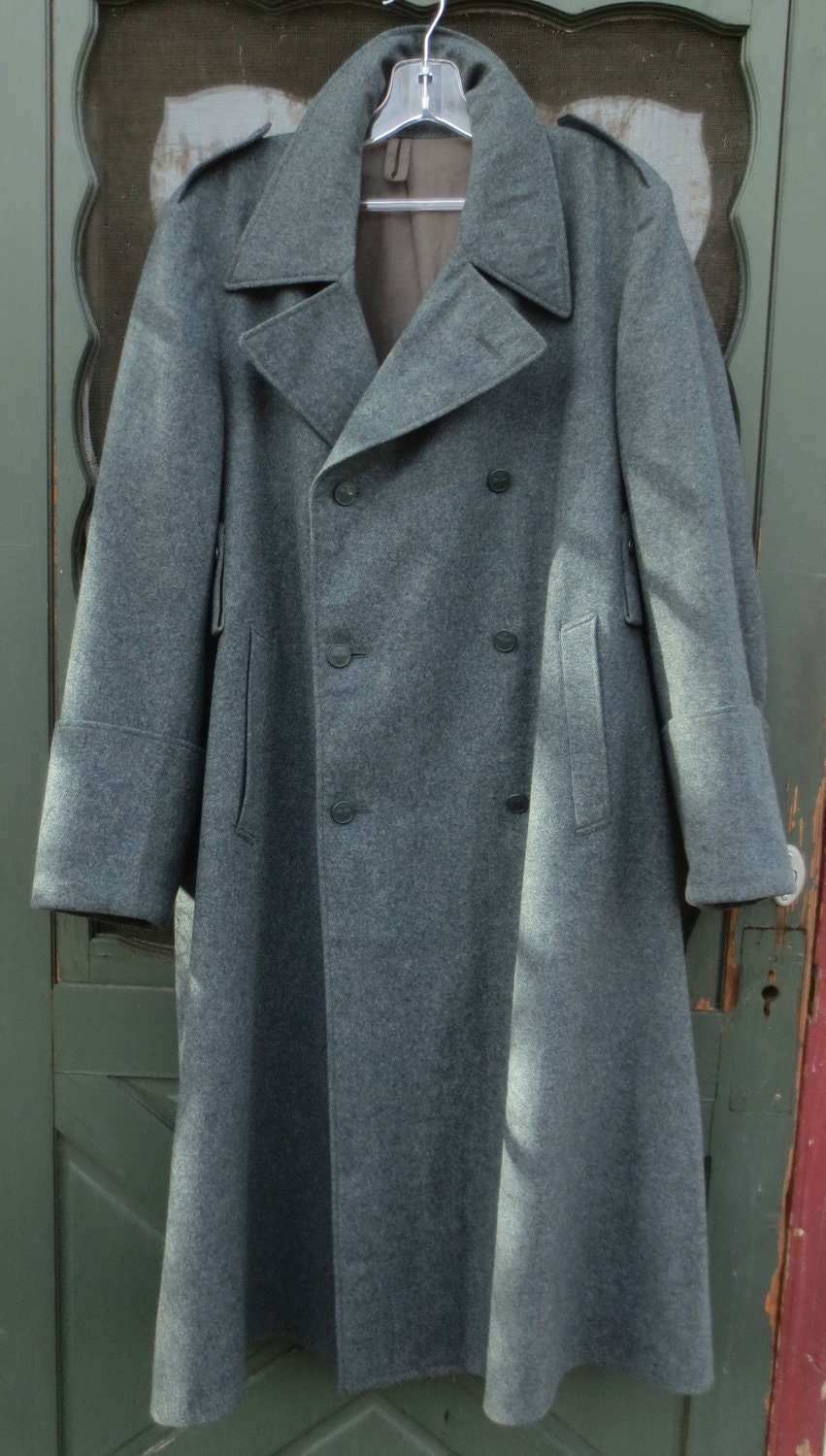 Vintage 1940s World War II Swiss Officer's Wool Trenchcoat