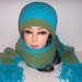 Crochet Scarf and Hat Set in Moss Green and Teal Blue