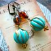 retro aqua blue and brown earrings, boho style earrings, root beer float