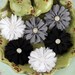 BRAND NEW - Cabaletta Collection Winter Black Grey White Assorted Chiffon Mini Fabric Flowers with pearl center