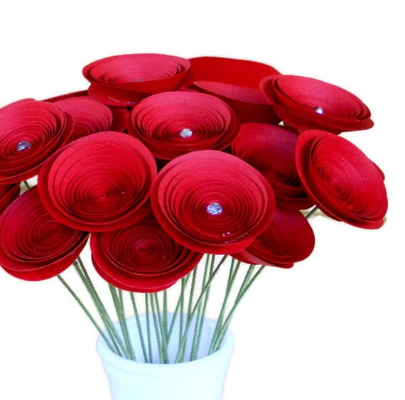 Paper Flowers Anniversary Gift Two Dozen Long Stem Paper