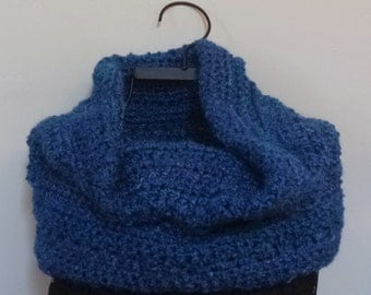 Blue Snood Cowl Infinity Scarf Extra Thick Womens Gift Under 50 dollars
