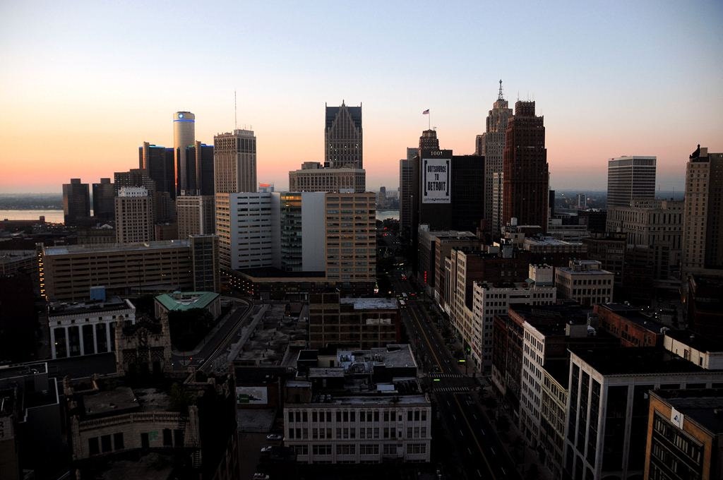 Downtown Detroit Skyline Photography Print by MPoirierPhotography