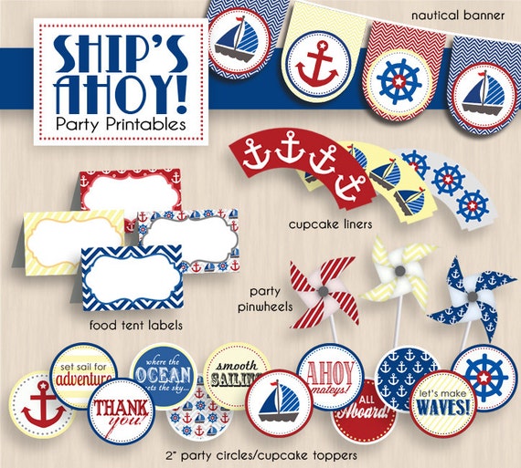 SHIP'S AHOY Nautical Birthday Party Printable Package in