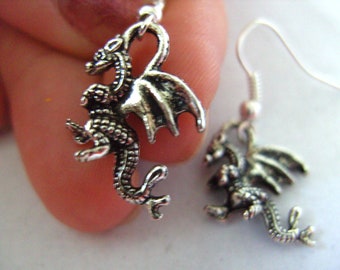 Silver, DRAGON, earrings,dragon earrings, small dragon earrings, silver dragon earrings, 3d, by NewellsJewels on etsy