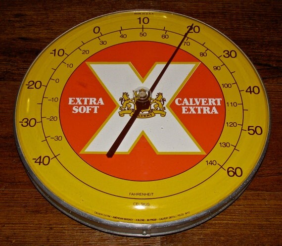 Vintage Calvert Extra 80 Proof Whiskey Round Advertising Tin