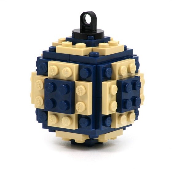 Christmas tree ball ornament made with LEGO bricks a modern