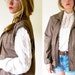vintage 1980s Tan Convertible Multi-Pocketed Grandpa Jacket or Vest -- M/L