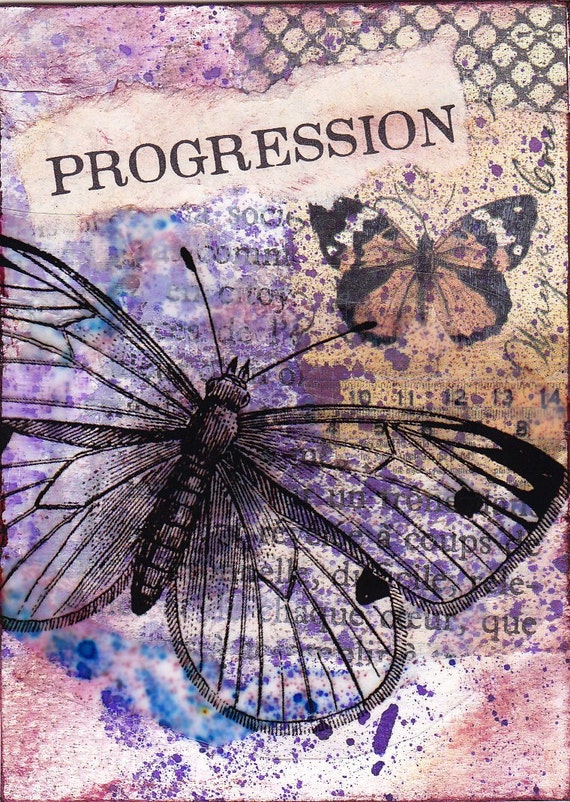 Progresssion - an original mixed media collage ACEO