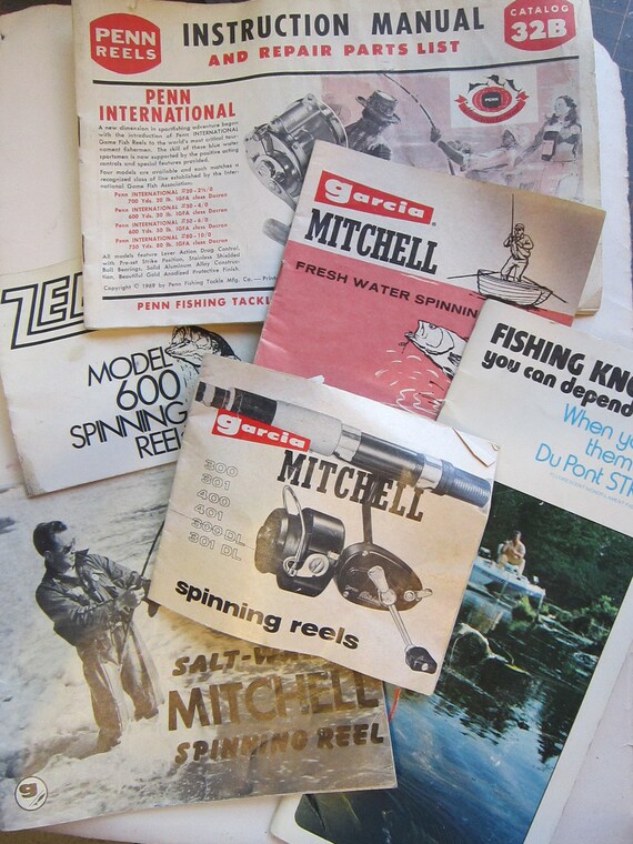5 vintage fishing reel manuals Garcia Mitchell Zebco Penn