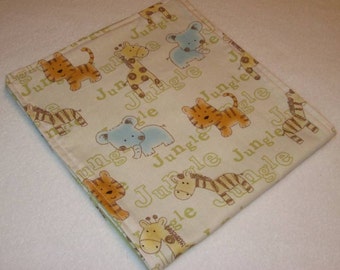 Rectangular Jungle Safari Animals Baby Burp Cloths Rags Lot of 2 FREE SHIPPING