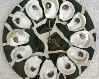 Oysters On The Half Shell Clock - animal print