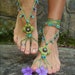PISTACHIO BAREFOOT sandals green SANDALS crochet beaded beach wedding bohemian gypsy shoes photo shoot props made to order