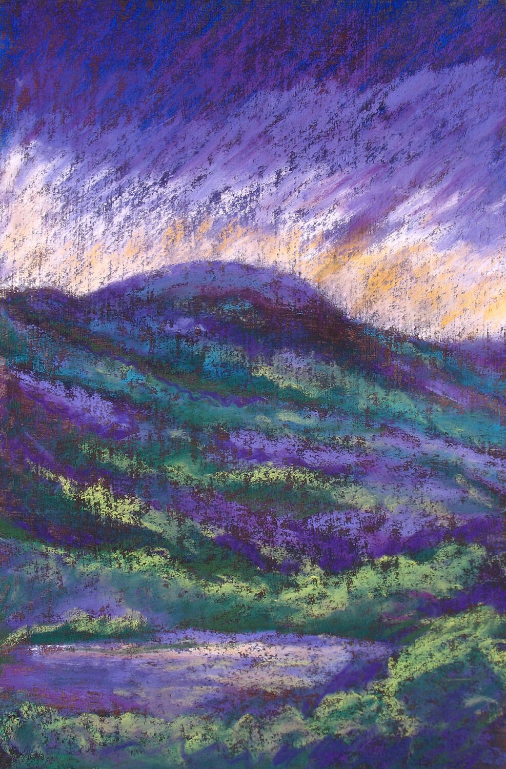 Impressionist Mountain Abstract Pastel painting Stormy skies