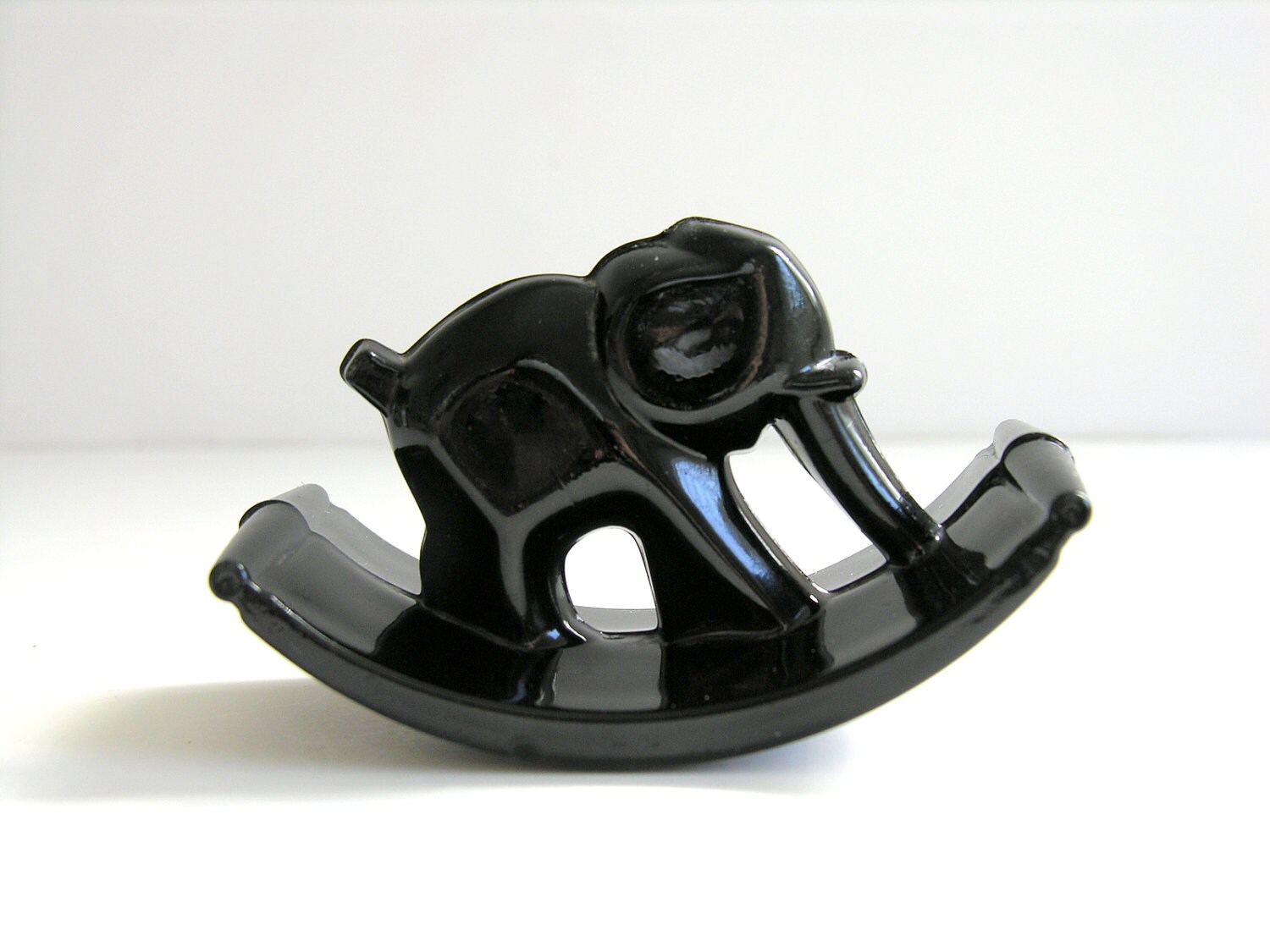 Vintage Ink Blotter Art Deco Rocking Elephant Black Glass Desk