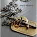 SPIRIT - men's layered antique stamped brass tag, cross & cut out ingot charm chain NECKLACE