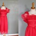 20 Dollar Sale - Vintage 80s LACE Red Party Dress - Ann Brite - Women XS