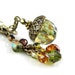 Green Acorn Necklace Golden Amber Olive Moss Green Crystal Necklace Antique Gold Brass Autumn Harvest Fall Fashion