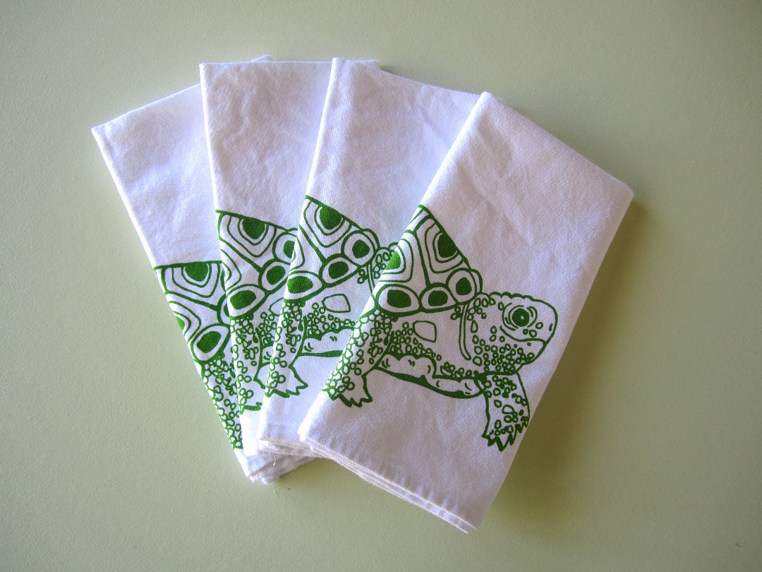 Cloth Napkins Screen Printed Cloth Napkins Eco by ohlittlerabbit