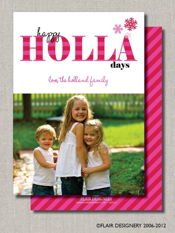Photo Holiday Card - Set of 24 - Happy Holla Day by Flair Designery Il_570xn
