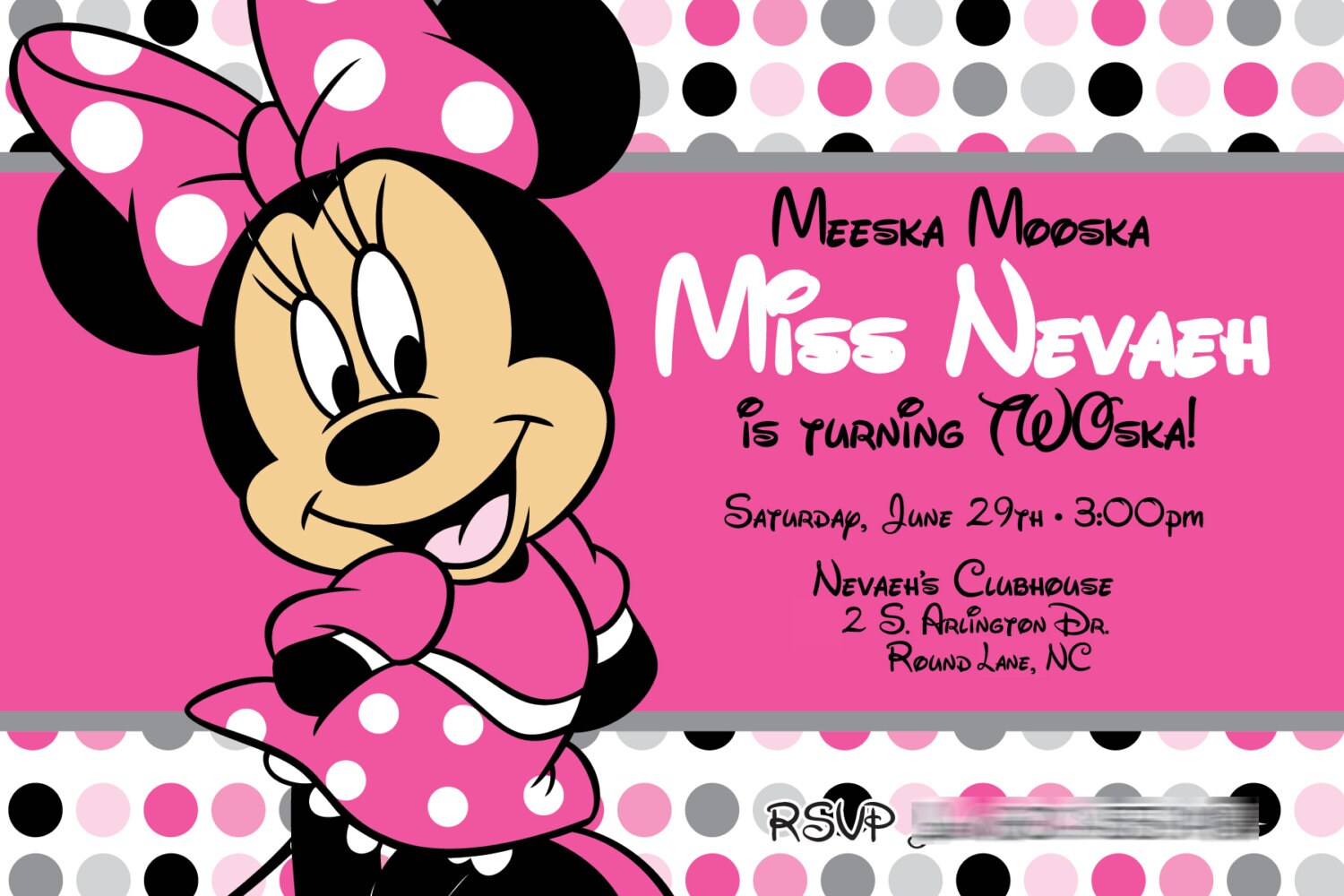 DIY minnie mouse birthday invitation