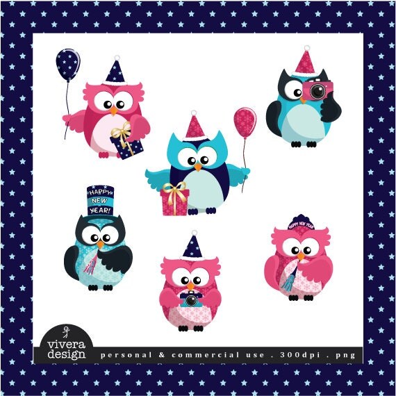 Owl Clip Art Happy New Year Owls