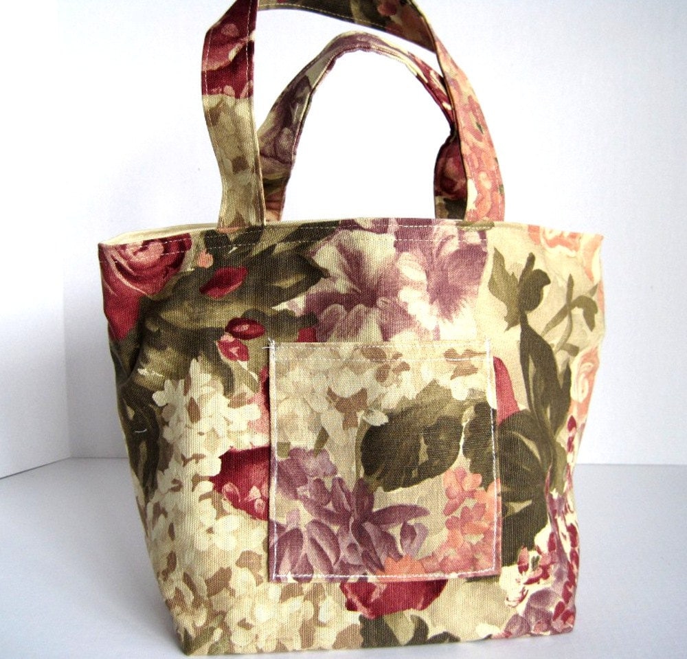Print Fabric Tote Bag / Floral Cotton Bag / Watercolor Floral