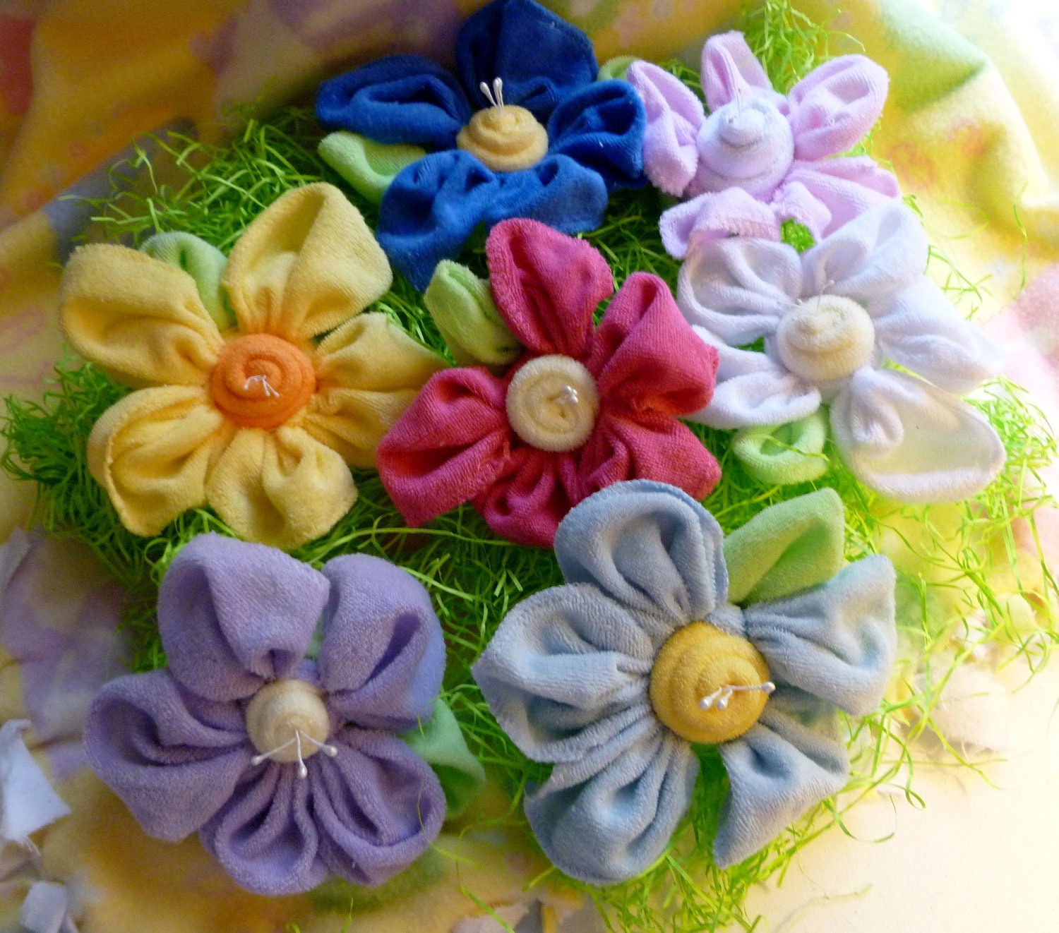 Baby Washcloth Flowers..Made from 3 Baby Washcloths...Baby