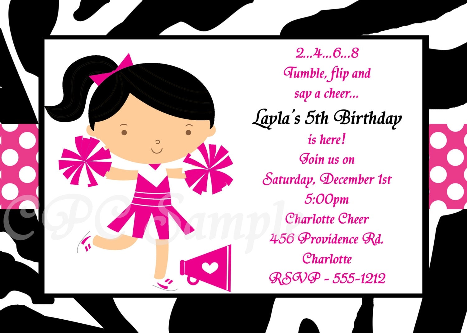 Cheerleading Birthday Invitations 2