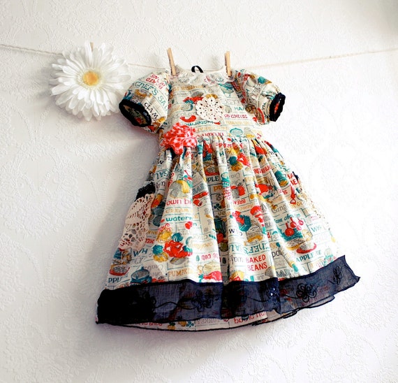 Vintage Style Girl's Dress 5T Toddler Clothing Retro Print