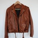 Vintage Caramel Brown Leather Motorcyle Jacket S