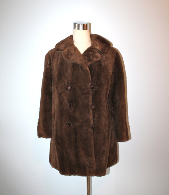Vintage 1950s Fur Coat / SHEARED BEAVER Fur Coat / 50s